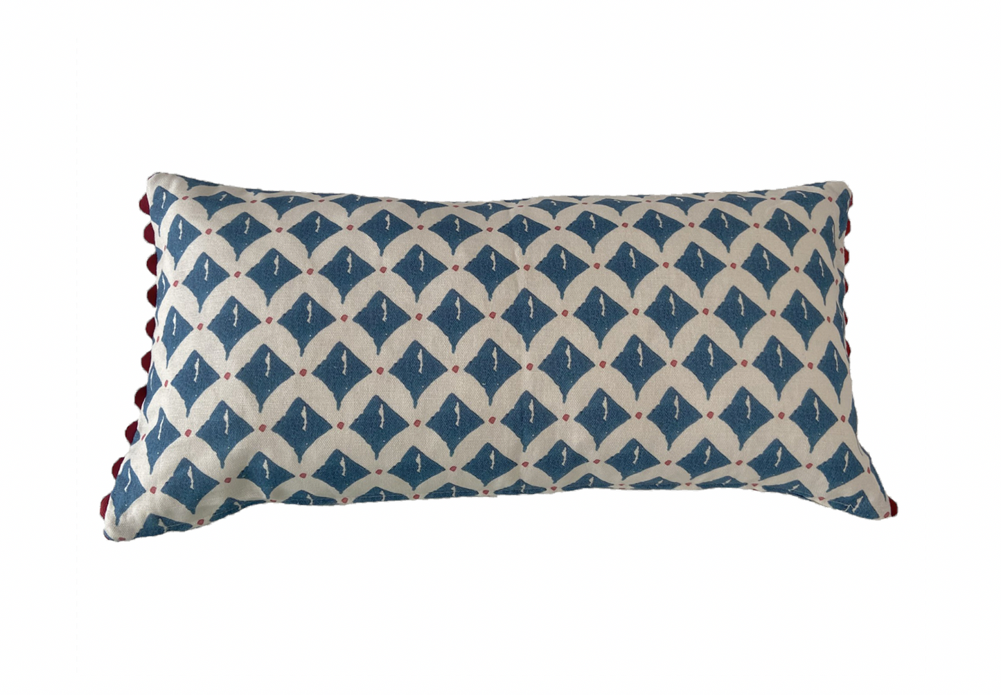 KITES RECTANGULAR CUSHION WITH RED RIC RAC TRIM