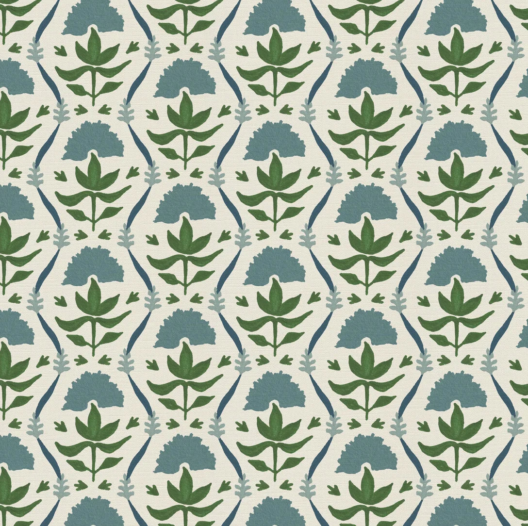 Floral Ribbon - Blue & Green