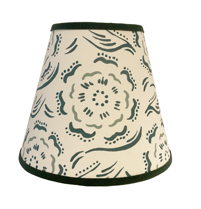 Pair of Peony Sage Candle Clip Shades with Forest Green Trim