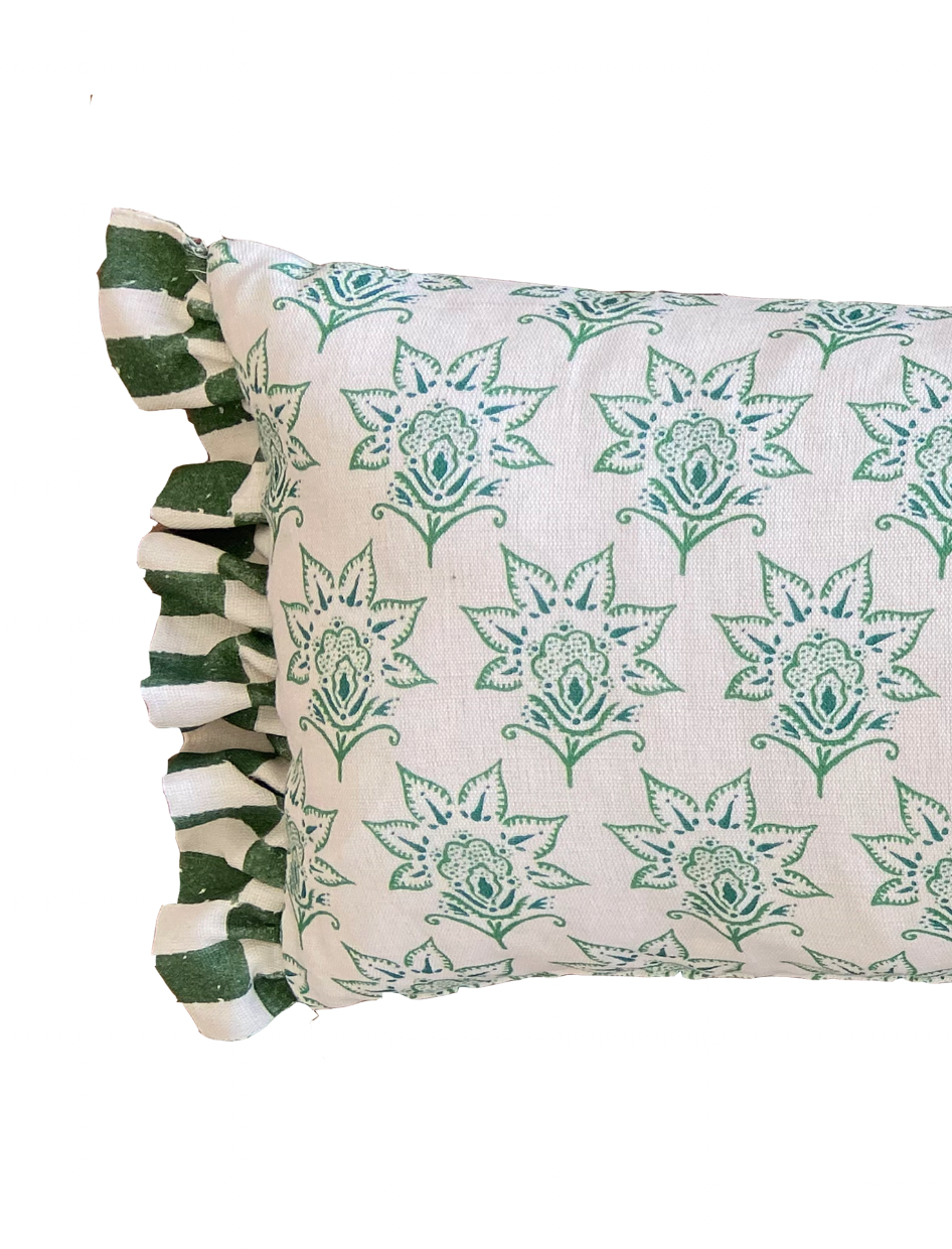 INDIAN FLOWER EMERALD CUSHION